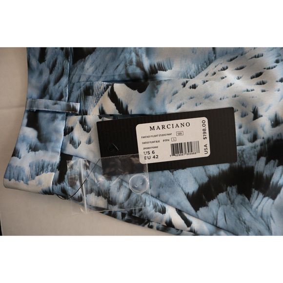 Marciano x Guess Women Sz 6 Blue Satin Hi-Rise Fantasy Flight Studio Pants - Picture 5 of 12